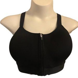 Black Criss-Cross Back Zip Front MTA Sport Bra 3X